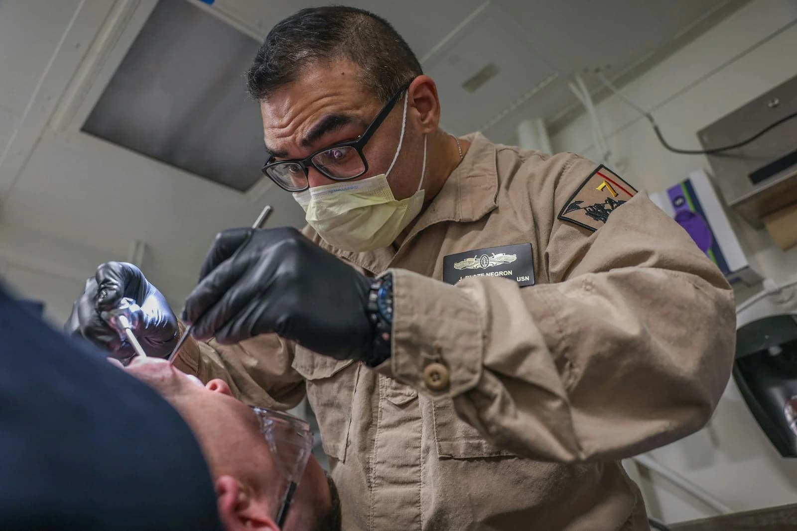 Patient receiving a dental checkup